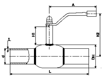 Чертеж Крана Broen Ballomax газовый Ду15 Ру40/12 под приварку, Траб=-40/+80 с ручкой