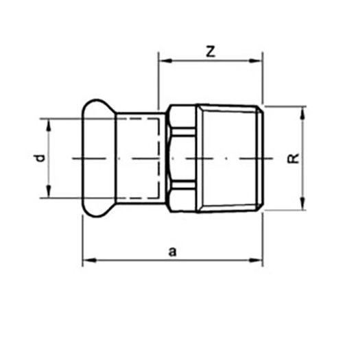 Муфта Sanha Therm 24243G Дн28x1 1/4″ Ру16 переходная, прессовые, ВПр-НР, корпус - нержавеющая сталь