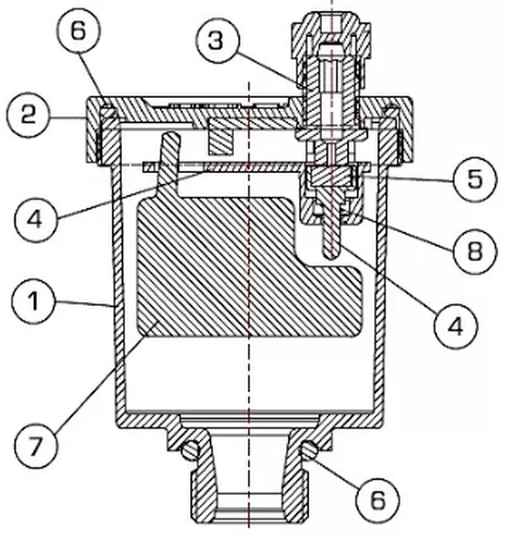 Воздухоотводчик муфтовый автоматический STOUT SVS-1011 Ду15 с нижним присоединением, вертикальный выпуск, наружная резьба, никелированный