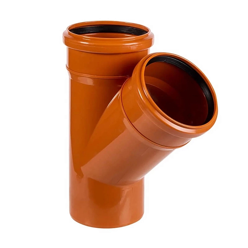 Тройник Агригазполимер Ду160x110 45° для наружной канализации, корпус - НПВХ